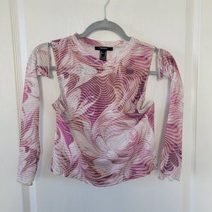 Pink Sheer Top Separate Matching Sleeves Forever 21 Detachable Sleeve Women's M